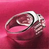 Kvinnors Ringar Crystal Tre Business Ring Full Diamond Men's Diamond Lady Cluster Styles Band