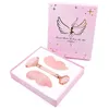 New Style Rose Quartz Facial Roller And Gua Sha Massager Gift Set Natural Crystal Stone Scraping Board Tools For Face Massage Health Neck Beauty Skin Detox