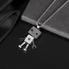 Cute Silver Robot Pendant Necklace, Boyfriend Jewelry, Boy's Necklace, Toy Robot Necklace