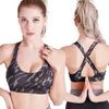 Yomay Women Cross Strap Back Sports Bras Camo Fast Dry Elastic stockproof vadderad gym som kör Bra Fitness Yoga Sport Tops9260687