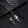 Vente chaude Mode Nouveauté Stéréo Corbeau Tête Crâne Pendentif Collier Chaînes Cadeau De Noël G1206