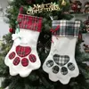 Paw Christmas Stocking New Year Plaid Gift Bag Xmas Stockings Christmas Tree Hanging Ornaments Decorations Party Decor Navidad DAJ58