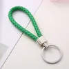 24color Party Favor PU cuir tressé tissé porte-clés anneaux de corde Fit bricolage cercle pendentif porte-clés porte-clés de voiture accessoires de bijoux