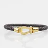 Dr Jewelry 18K Gold Pted Horseshoe Magnetic CSP Bracelet en cuir authentique pour hommes Gift Bangle 1875500