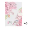 Notizbücher 1 Stück 2021 Cherry Blossom Rosa Blau A5 Lose-Blatt Planer Künstliches Leder Notebook Tagebuch Tagebuch1