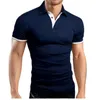 Hommes Polo Shirt Summer manches courtes Roll Collier Slim Tops T-shirts pour Mens Casual Casual Solid Color Business