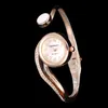 Wristwatches Watch For Women 2021 Ladies 18K Gold Gemstone Unique Design Quartz Watches Cuff Bangle Clock Zegarek Damski