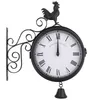 Outdoor Garden Wall Station Clock Double Sided Cockerel Vintage Retro Home Decor H1104