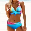 Sexy Push Up Bikinis Set Badmode Damesgradiënt Badpakjes Bading Swim Suit Halter Biquini Beach Wear Maillot de Bain 210702