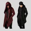 Autumn Men's Windbreaker Male Hooded Irregular Hem Cardigan Jacket Overcoat Single-breasted Trench Windcoat Warm Streetwear Thic 211011