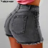 Euro Style Kadın Denim Şort Vintage Yüksek Bel Kelezce Sokak Giyim Seksi Yaz Bahar Sonbahar Artı Boyut 5xl 210608