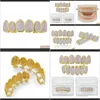 Grillz Dental Grills 정통 금색의 마이크로 거울 힙합 핑크 핑크 지르콘 브래킷 큰 금 치아 보석 Fpykg njlqt