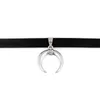 Ny design svart sammet band choker halsband gotiska handgjorda med charm måne hänge gotisk emo för kvinnor collares mujer1 954 t2