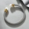 Prodotti Gioielli di moda in acciaio inossidabile Linea intrecciata Tipo C Braccialetti di dimensioni regolabili, braccialetti di perle per braccialetti da donna