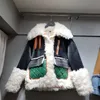Högkvalitativ päls kvinnor stilesh träff färg tjock frostat läderjacka vinter varm får ull coat streetwear lokomotiv jackor 211129