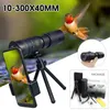 Binocolo telescopio 10-300x40mm BAK4 Prisma Super Telepo Stretch Zoom Visione notturna ottica monoculare con treppiede + clip per telefono