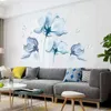 Grande fleur bleue 3D papillon salon de mariage chambre décoration vinyle stickers muraux bricolage moderne décor à la maison mur art affiche 210929