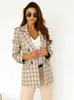 Women's Suits & Blazers Vintage Slim-Fit Women Oversized Jacket Plaid Blazer Autumn Chic Double Breasted Female Long Suit Jackets Stylish La