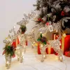 Christmas Ferro Rena Elk Led Light Com Pine Cones Decoração Golden Prata Deer Lâmpada Shopping Ornaments Home Decor 211122