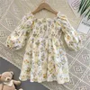 Gooporson Spring Kids Flower Dress Off The Shoulder Long Sleeve Princess Dress Korean Fashion Little Girls Costume Fall Outfits 210715