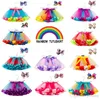 Rainbow Colors Mini Krótkie Dziewczyny Suknie 2022 Plus Rozmiar Ruffles Puffy Tutu Spódnice Dla Maluch Dzieci Dance Dance Party Wakacje Dress Flower Girl Dress CG001