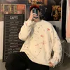 Graffiti Print Sweaters Mannen Korgen Gat Mode Merk Warme Trui Mens Oversized Casual Herfst Losse Koreaanse stijl Pullover 210524