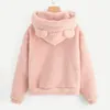 Hoodies Fluffy Women Kawaii Sweatshirt لطيف الدب قبعة أذن الخريف الشتاء دافئ شتاء الأكمام طويلة الأكمام الخارج