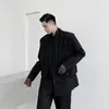 IEFB / Мужская одежда дизайн персонализированные черные пиджаки складные широко плечевые нишевые модные короткие костюмы пальто мужской 9y3745 210524