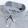 Męska kratka sprawdziła Oxford Button-Down Koszula Pojedyncza łatka Pocket Casual Gruba Kontrast Standardowy Dolny Rękaw Długie Rękaw Gingham Koszule 210705
