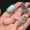 Natural Stone Pendant rectangle Reiki Healing Chakra Rose Quartz Crystal Pendulo Charms for Necklace earrings Making