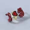 Vintage bunte Herz Y2K Ring Set offene Kupferringe für Frauen Candy Farbe handbemalte Ringe Schmuck