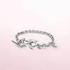 Chaîne à maillons Original 925 en argent Sterling noué coeur T-Bar Bracelet Fit marque européenne Beacelet Jewelry281T