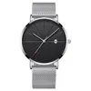 Mens Watches Ultrathin Stainless Steel Watch Sports Leisure Quartz Wristwatch Complete Calendar Date Clock Masculino Relogio9117003