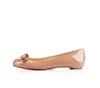 Zomer Prachtige Jurk Schoenen Rode zool Bareta Puntschoen Strik Vrouwen Ballet Flats Sexy Dames Echt Leer Ballerina Schoenen Party bruiloft doos 35-44