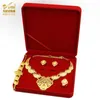 Dubai African Gold Jewelry Set For Women Ethiopian Wedding Luxury Nigerian Bride Necklace Earrings Bracelet Ring Jewellery Gifts H1022