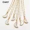 WT-JN033 Księżyc Kształt Pearl Słodkowodne Z Trim Wisiorek 18 Cal Gold Link Link Łańcuch Kobiety Vogue Naszyjnik