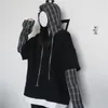 Fake 2 Pcs Harajuku Hoodies Women Clothes Plaid Patchwork Vintage Sweatshirts Fleece Warm Sudaderas Mujer 19187 210415