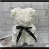 Decorative Flowers Wreaths Rose Teddy Day 25Cm Flower Bear Artificial Decoration Christmas For Women Valentines Gift Sea Way Qgzd06025491