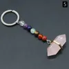 Guérison Reiki 7 chakra Sculpté Hexagone prisme Pierre Naturelle Porte-clés Pendentif Porte-clés Cristal Chakras Quartz Chaînes Bijoux Accessoires