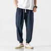 Chiński styl Harem Jogger Spodnie Mężczyźni Bawełniane Pościel Spodnie dresowe Spodnie Mężczyźni Casual Lightweight Wiosna Letni Mężczyźni Joggers 210616