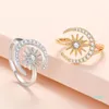 Cluster ringen zirkoon maan glanzende kristallen ster vrouwen ring mode goud kleur open vinger band vrouwelijke sepciale unieke huwelijksverloving sieraden