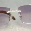 Occhiali da sole firmati da donna con strass in legno naturale senza montatura da uomo Occhiali quadrati in legno con tonalità di pietra retrò Oculos Eyewear per Club Summer