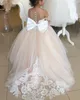 2022 New Spring Summer Lace Tulle Girl's Dresses Bows Back Appliques Children's First Communion Dress