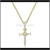Naszyjniki religijne chrześcijańskie 18 -karatowe złote diament cZ biżuteria miedź miedź mężczyźni krzyżowe dla mężczyzny kobiety mgr82 ​​confe
