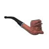 Madeira clássica feita fumar tubo farpado homem com alça longa e boca plana erva seca do tabaco 24 a12