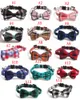 14 Colors Fashion Cat Collar Breakaway with Bell and Bow Tie Plaid Design Adjustable Safety Kitty Kitten British Style Collars Set 6.8-10.8in Blue