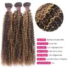 3 Bundles Double Weft P4 27 Highlight Curly Brazilian Human Hair Weave Extensions 100g/pcs