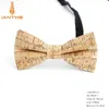 New Cork Wood Fashion Bow Ties Mens Novelty Handmade Solid Neckwear for Wedding Party Man Gift Accessories Men Bowtie