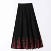 Autumn Winter Women's Skirt Ethnic Floral Print Knitted Skirt Casual Slimming Mid-length Female Pleated Skirts LL454 211120