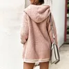 Women's Wool & Blends Women Winter Clothing Womens Outwear With Pocket Solid Oversized Zip Down Hooded Coat Cardigans Female Outerwear Veste